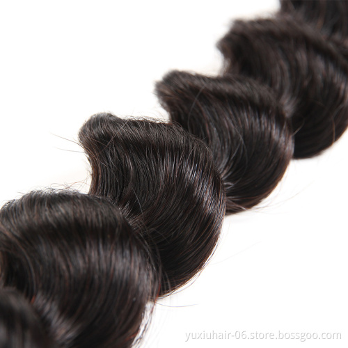 Loose Wave Remy Hair Extension Human Hair Bundles With Closure Natural Color  Weave Bundles 100% Human Hair Bundle With Frontal